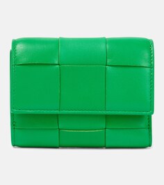 Кожаный кошелек Intreccio Bottega Veneta, зеленый