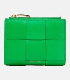 Кожаный кошелек Intreccio Bottega Veneta, зеленый