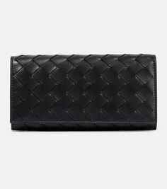 Кошелек из кожи интекчато Bottega Veneta, черный