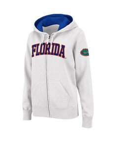 Женская толстовка с капюшоном Stadium Athletic белого цвета Florida Gators с молнией во всю длину и арочным именем Colosseum, белый