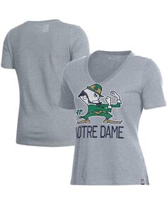 Женская серая футболка с v-образным вырезом и логотипом Notre Dame Fighting Irish Logo Performance Under Armour