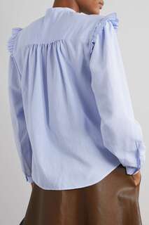 OFFICINE GÉNÉRALE блузка Charline из вуали в полоску с оборками, светло-синий