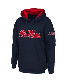 Женский темно-синий пуловер с капюшоном и большим логотипом Ole Miss Rebels Stadium Athletic, темно-синий