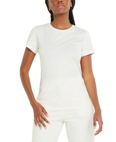 Женская хлопковая футболка с круглым вырезом и вышитым логотипом Puma, белый