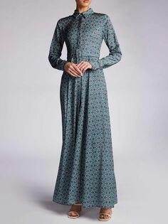 Платье макси с принтом Aab Alcazar, синее