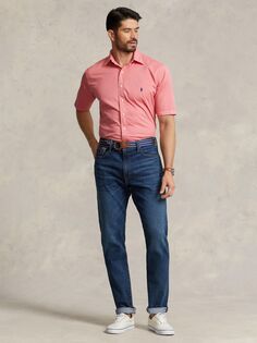 Спортивная рубашка из смесового льна с короткими рукавами Polo Ralph Lauren Big &amp; Tall, розовая