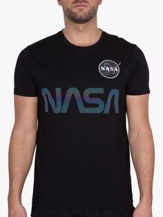 Футболка с круглым вырезом Alpha Industries X NASA и радужным светоотражающим логотипом