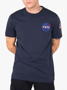 Футболка с логотипом Alpha Industries X NASA Space Shuttle, темно-синяя