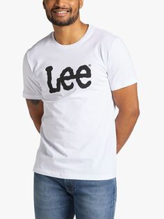 Хлопковая футболка Lee Regular Fit с большим логотипом, белая