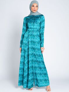 Платье макси Aab Emerald с геометрическим рисунком, бирюзовый