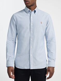 Рубашка приталенного кроя из хлопкового оксфорда Polo Ralph Lauren, небесного цвета