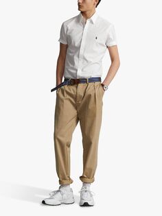 Рубашка узкого кроя с короткими рукавами из поплина Polo Ralph Lauren, белая