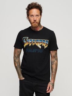 Футболка Superdry 70s Rock с рисунком группы, черная