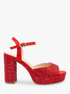 Босоножки на каблуке с украшением Paradox London Laney Diamante, красные