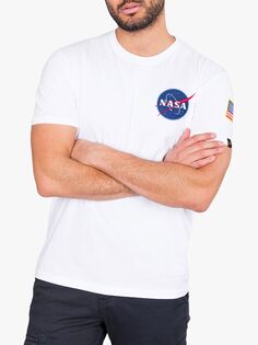 Футболка с круглым вырезом и логотипом космического корабля NASA Alpha Industries X, белая