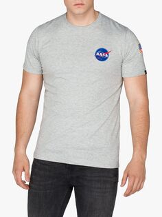 Футболка с круглым вырезом и логотипом космического корабля NASA Alpha Industries X, серая