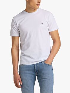 Хлопковая футболка Lee Regular Fit с логотипом, белая