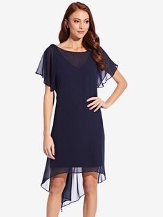 Adrianna Papell Шифоновое платье с драпировкой, темно-синий