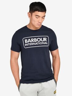 Футболка с большим логотипом Barbour International, темно-синяя