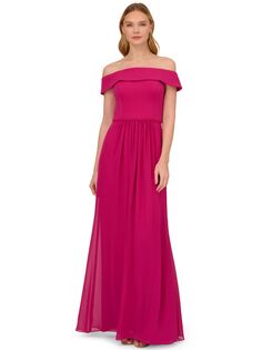 Платье макси из креп-шифона Adrianna Papell, ярко-пурпурный