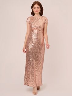 Платье макси с пайетками Adrianna Papell Studio, розовое золото