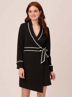 Adrianna Papell Мини-платье под смокинг с отделкой, Черный/Слоновая кость