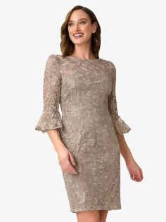 Adrianna Papell Rosie Мини-платье с цветочной вышивкой, мрамор