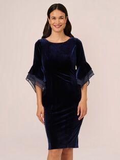 Бархатное платье с рукавами-колокольчиками Adrianna Papell, цвет Midnight