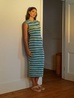 Платье-миди в полоску Albaray, синее