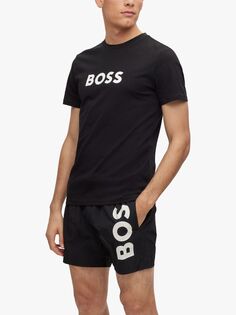 Футболка с логотипом BOSS Swim, черная