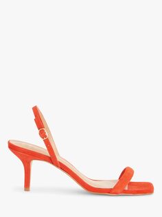Великолепные замшевые босоножки на шпильке John Lewis на среднем каблуке оранжевого цвета