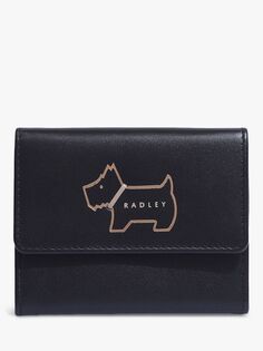 Кожаный кошелек Radley Heritage Dog с контуром, складывающийся втрое, черный