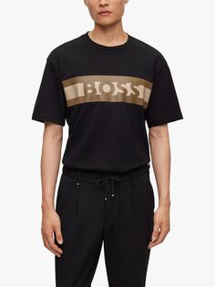 Роскошная футболка из плотного хлопка BOSS Tessin, черная