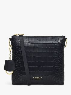 Маленькая сумка через плечо Radley Pockets 2.0 из искусственной кожи крокодила, черная