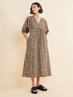 Платье миди с леопардовым принтом Albaray, коричневый