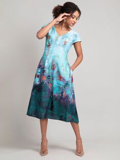 Платье миди Alie Street Layla Aquatic с эффектом омбре, синий