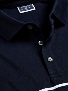Рубашка-поло в полоску из пике Charles Tyrwhitt, темно-синяя и белая