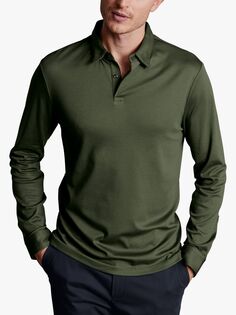 Рубашка-поло с длинными рукавами Charles Tyrwhitt, оливково-зеленый