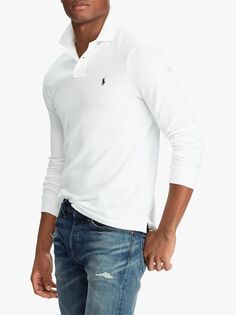 Рубашка поло узкого кроя с длинными рукавами Polo Ralph Lauren, белая