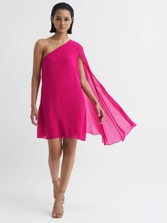 Асимметричное платье Reiss Fleur, розовое