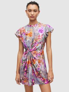 Мини-платье AllSaints Jemille Lucia с цветочным принтом, разноцветный