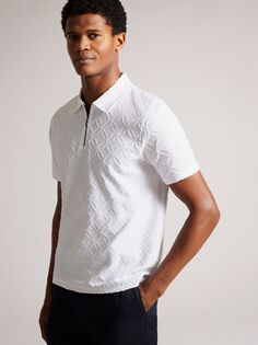 Рубашка-поло с фактурной текстурой Ted Baker Maroc, белая