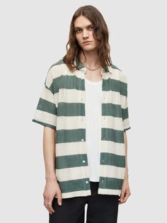 Рубашка с коротким рукавом AllSaints Munroe, белый/зеленый