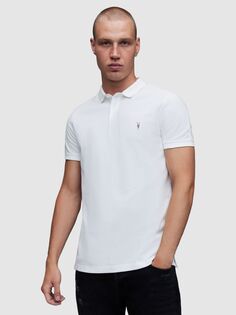 Узкая рубашка-поло AllSaints Reform с короткими рукавами, оптический белый