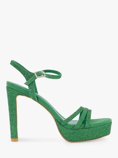 Босоножки на каблуке с украшением Dune Mulberrie Diamante, зеленые