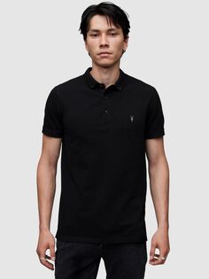 Узкая рубашка-поло с короткими рукавами AllSaints Reform, черная