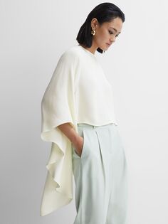 Блуза Reiss Liana Cape с высоким и низким подолом, цвет слоновой кости