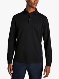 Рубашка-поло из пике с длинными рукавами Charles Tyrwhitt, черная