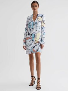 Мини-платье Reiss Margarite с абстрактным принтом, Многоцветный
