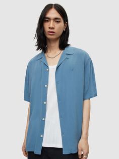 Рубашка с коротким рукавом AllSaints Venice, синяя Ривьера